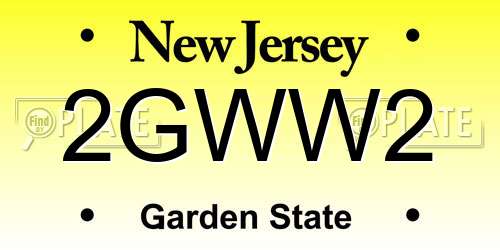 2GWW2 New Jersey License Plate