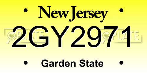 2GY2971 New Jersey License Plate