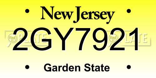2GY7921 New Jersey License Plate