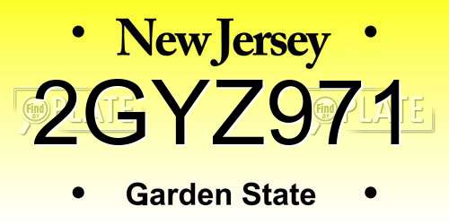 2GYZ971 New Jersey License Plate