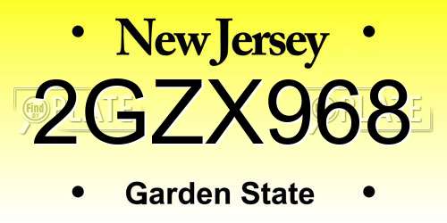 2GZX968 New Jersey License Plate
