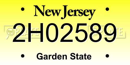 2H02589 New Jersey License Plate