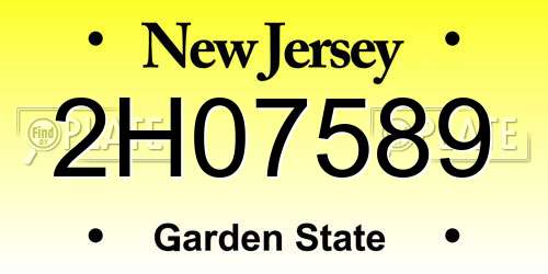 2H07589 New Jersey License Plate