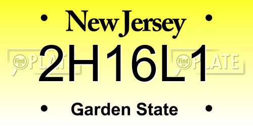 2H16L1 New Jersey License Plate