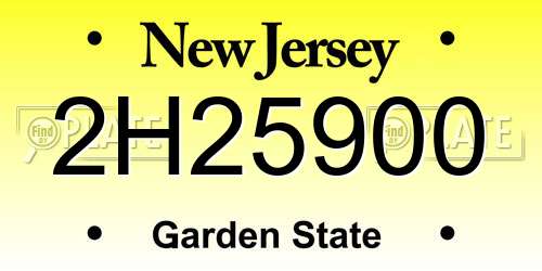 2H25900 New Jersey License Plate
