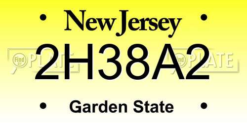 2H38A2 New Jersey License Plate