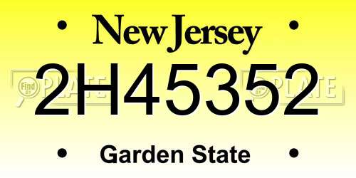 2H45352 New Jersey License Plate