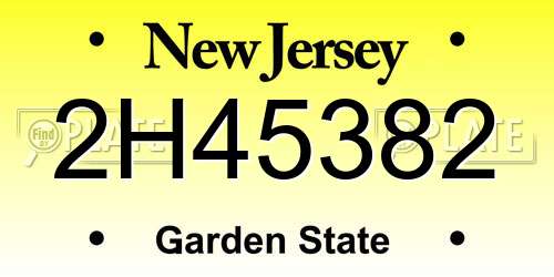2H45382 New Jersey License Plate