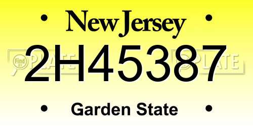 2H45387 New Jersey License Plate