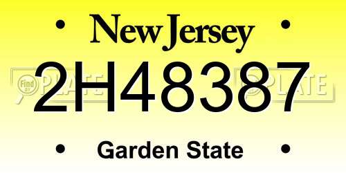 2H48387 New Jersey License Plate