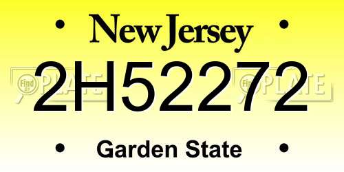 2H52272 New Jersey License Plate