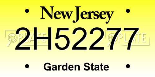 2H52277 New Jersey License Plate