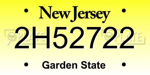 2H52722 New Jersey License Plate