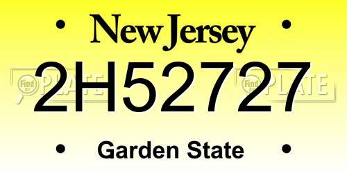 2H52727 New Jersey License Plate
