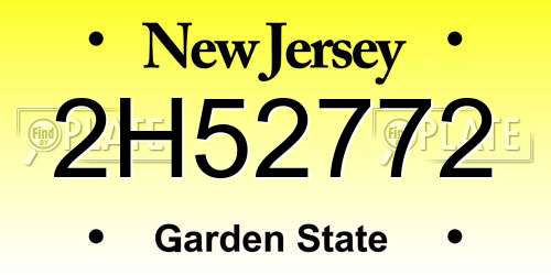 2H52772 New Jersey License Plate