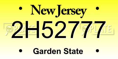 2H52777 New Jersey License Plate
