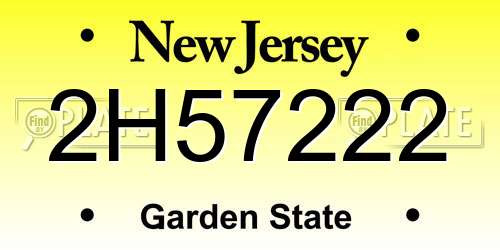 2H57222 New Jersey License Plate