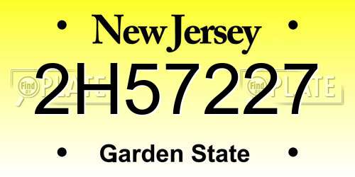 2H57227 New Jersey License Plate