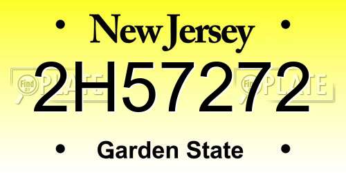 2H57272 New Jersey License Plate