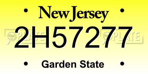 2H57277 New Jersey License Plate