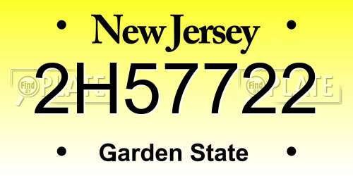 2H57722 New Jersey License Plate