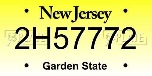2H57772 New Jersey License Plate