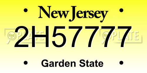 2H57777 New Jersey License Plate