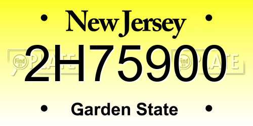 2H75900 New Jersey License Plate