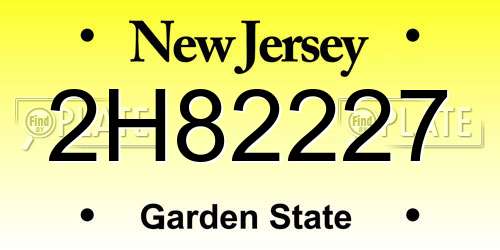 2H82227 New Jersey License Plate