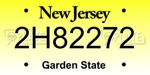 2H82272 New Jersey License Plate