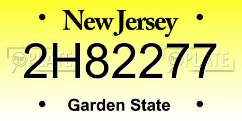 2H82277 New Jersey License Plate