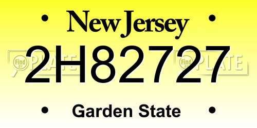 2H82727 New Jersey License Plate