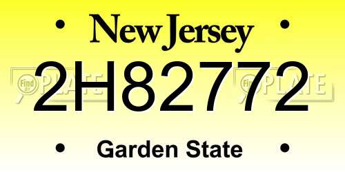 2H82772 New Jersey License Plate
