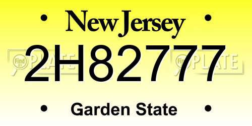 2H82777 New Jersey License Plate