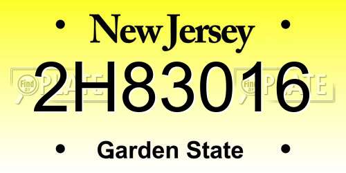 2H83016 New Jersey License Plate