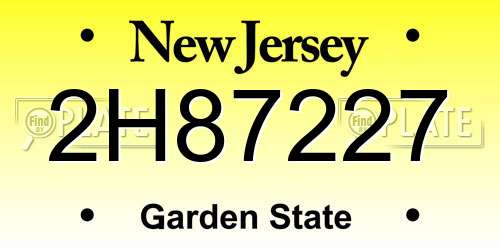 2H87227 New Jersey License Plate