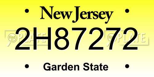 2H87272 New Jersey License Plate