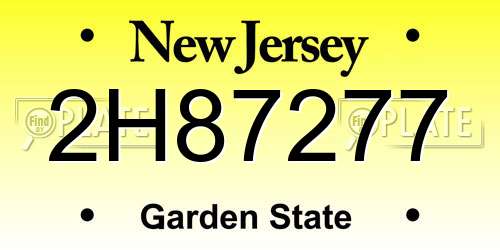 2H87277 New Jersey License Plate
