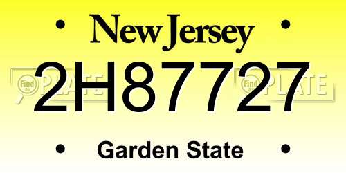 2H87727 New Jersey License Plate