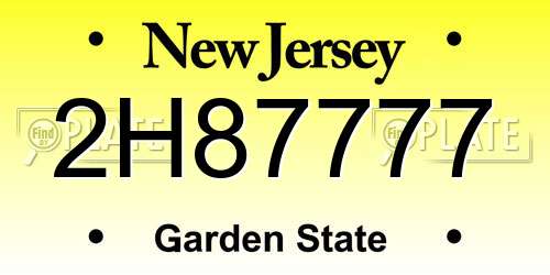 2H87777 New Jersey License Plate