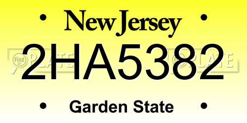 2HA5382 New Jersey License Plate