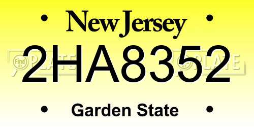 2HA8352 New Jersey License Plate