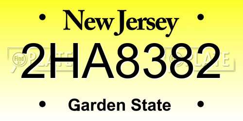2HA8382 New Jersey License Plate