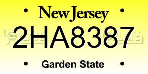 2HA8387 New Jersey License Plate