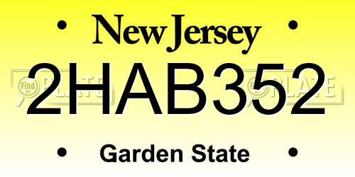 2HAB352 New Jersey License Plate