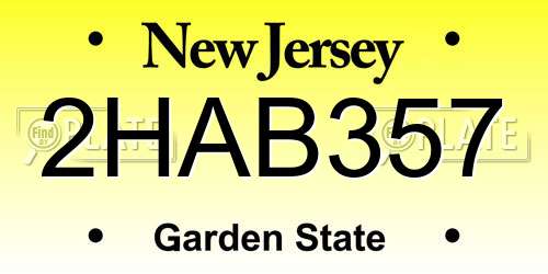 2HAB357 New Jersey License Plate