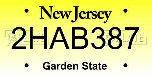 2HAB387 New Jersey License Plate