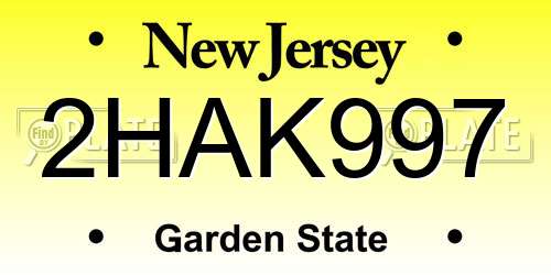 2HAK997 New Jersey License Plate