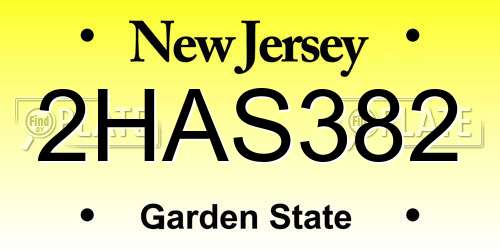 2HAS382 New Jersey License Plate
