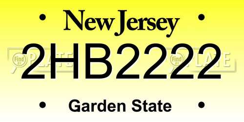 2HB2222 New Jersey License Plate
